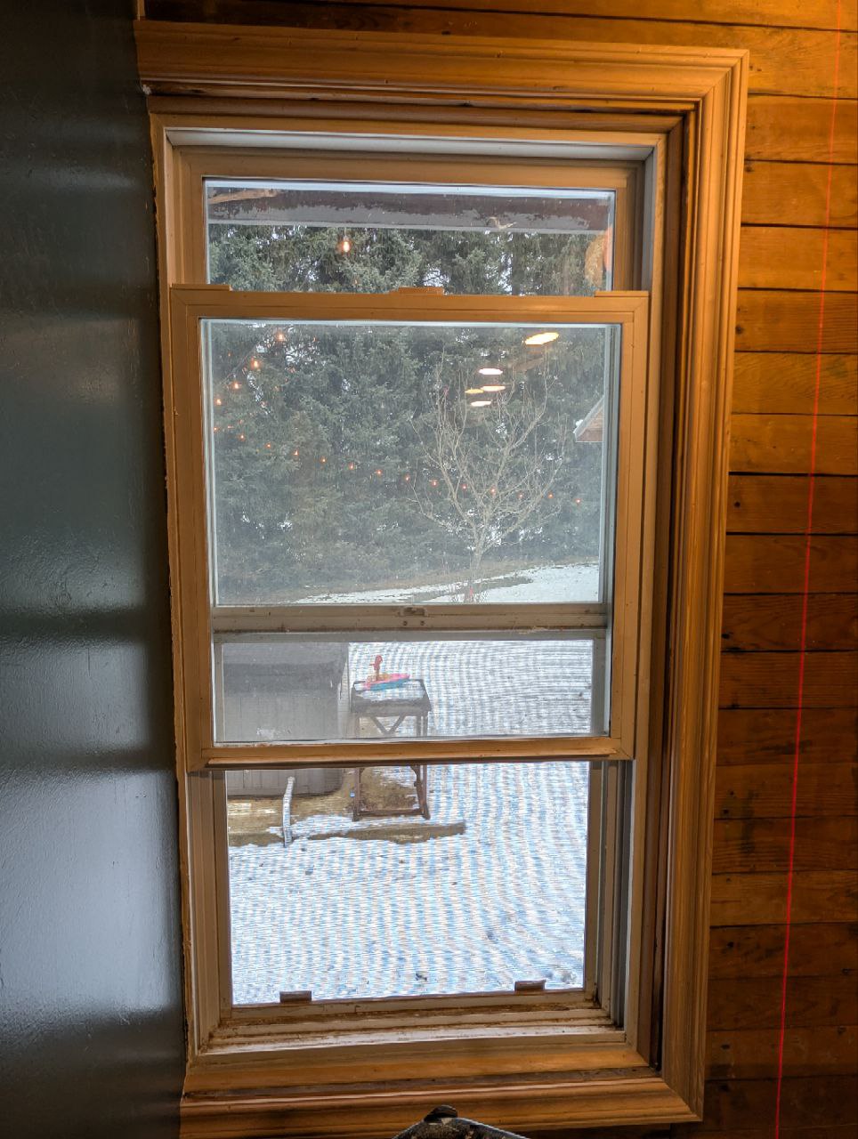 Window detail with laser level