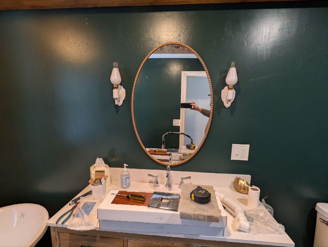 Vanity and restored vintage sconces